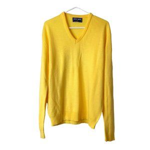 Robert Bruce Sweater Mens V-Neck Yellow Size Large VTG 90s Y2K